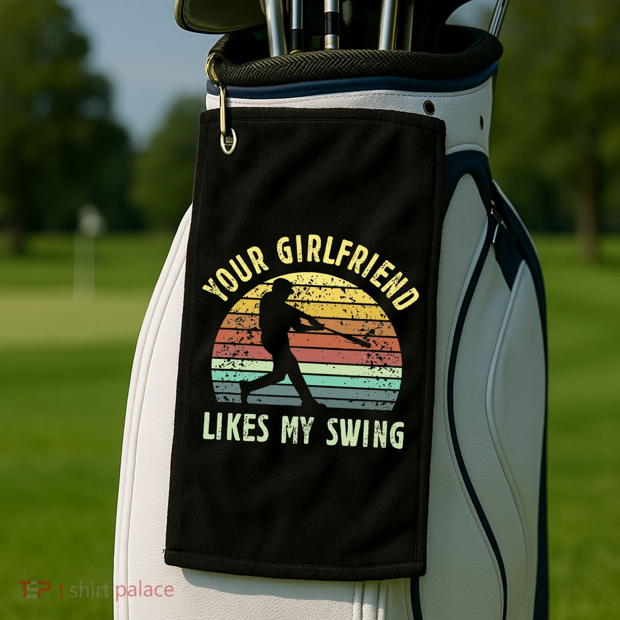 Your Girlfriend Likes My Swing Funny Baseball Golf Towel