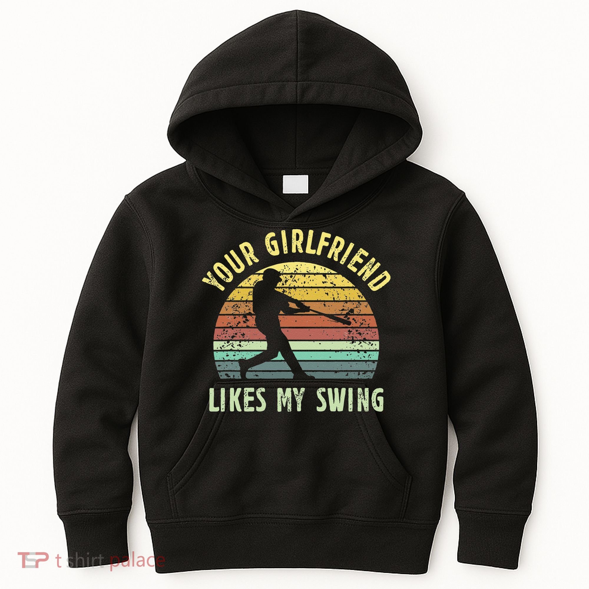 Your Girlfriend Likes My Swing Funny Baseball Kids Hoodie
