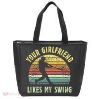 Your Girlfriend Likes My Swing Funny Baseball Tote Bag thumb 0