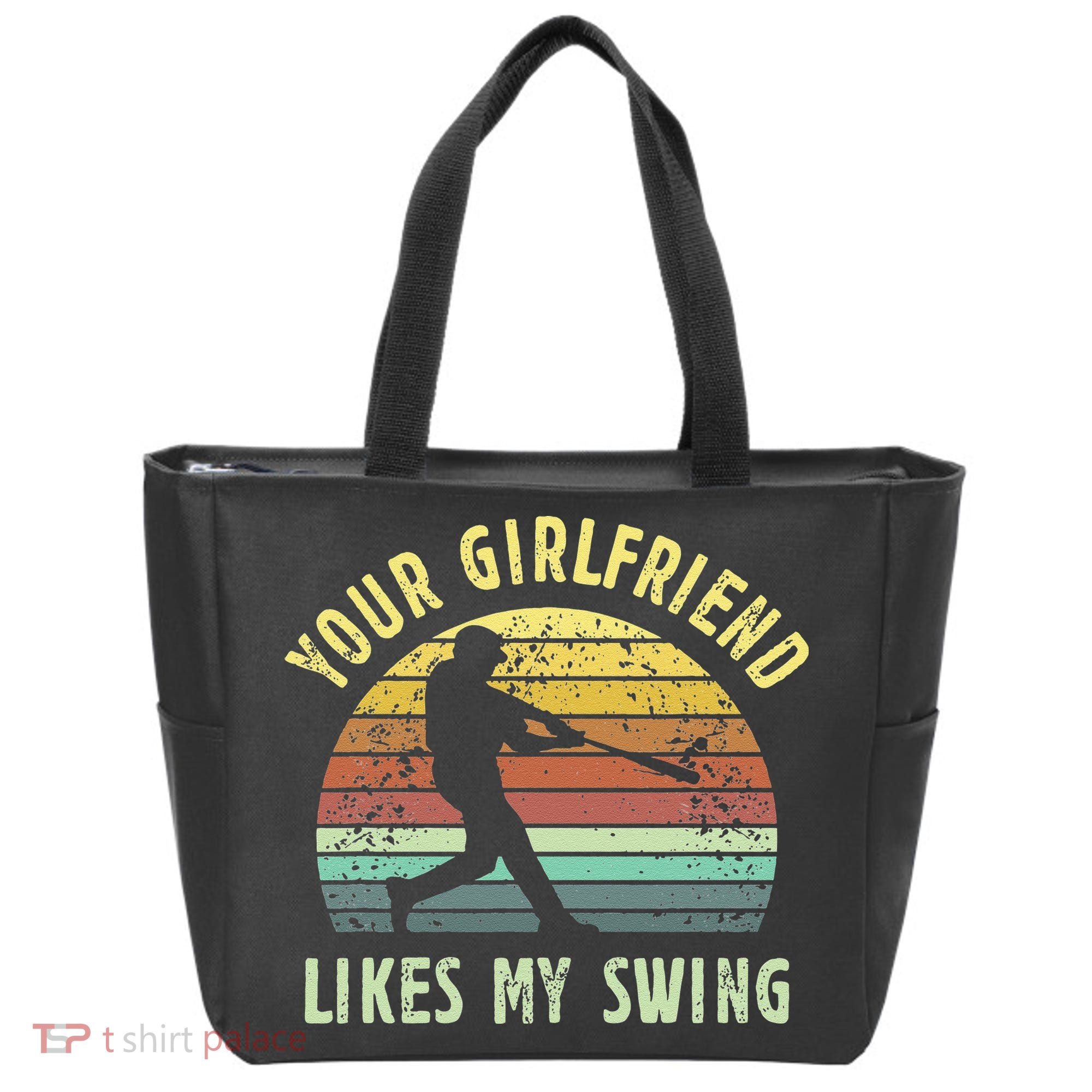 Your Girlfriend Likes My Swing Funny Baseball Tote Bag