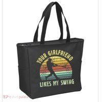 Your Girlfriend Likes My Swing Funny Baseball Tote Bag thumb 2