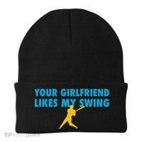 Your Girlfriend Likes My Swing Baseball Lover Beanie thumb 0