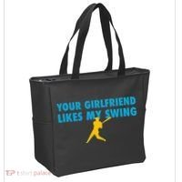 Your Girlfriend Likes My Swing Baseball Lover Tote Bag thumb 2