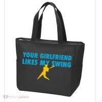 Your Girlfriend Likes My Swing Baseball Lover Tote Bag thumb 3