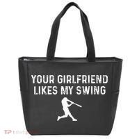 Your Girlfriend Likes My Swing Funny Baseball Tote Bag thumb 0