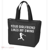 Your Girlfriend Likes My Swing Funny Baseball Tote Bag thumb 3