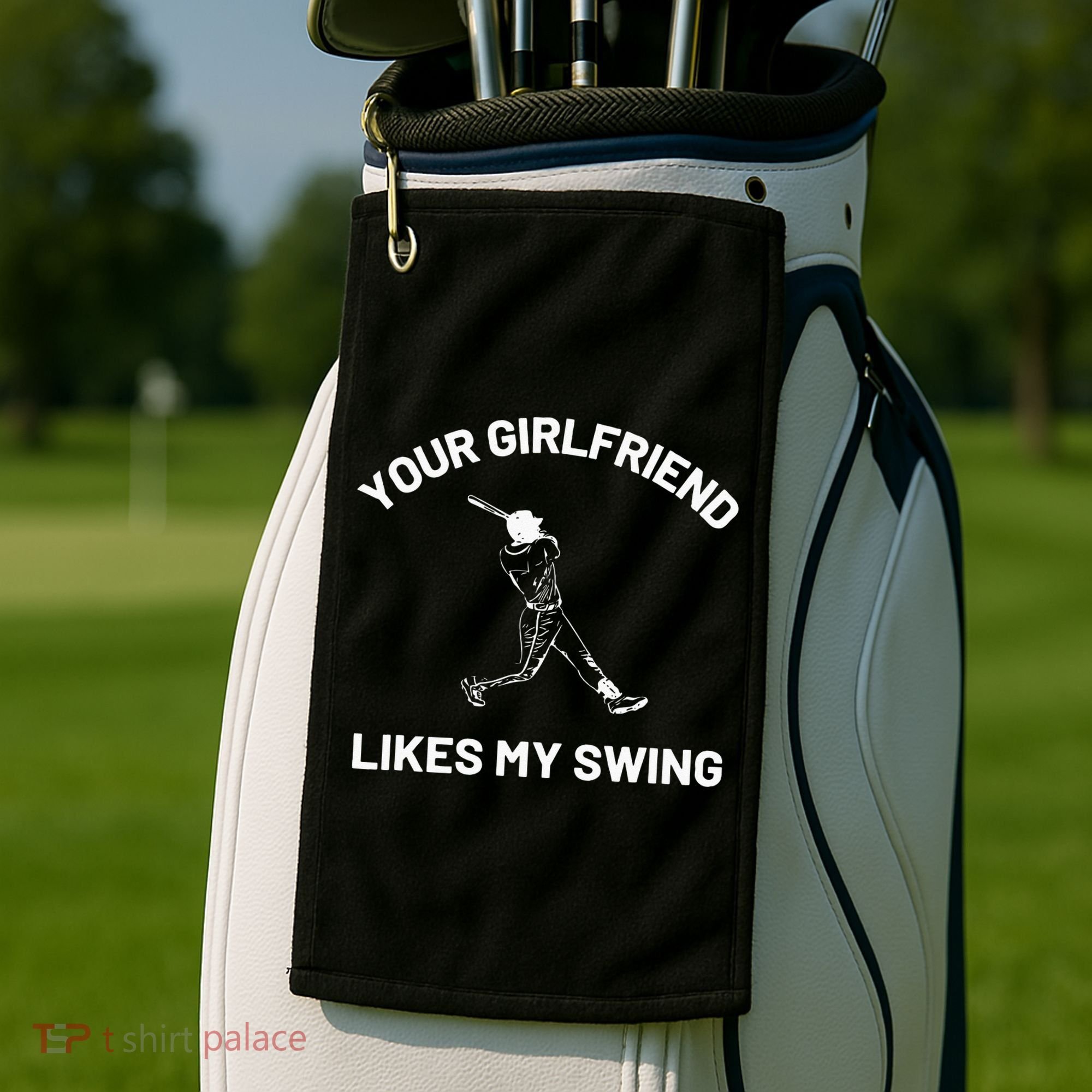 Your Girlfriend Likes My Swing Funny Baseball Humor Golf Towel