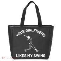 Your Girlfriend Likes My Swing Funny Baseball Humor Tote Bag thumb 0