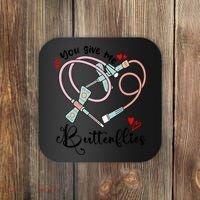 You Give Me Butterflies Phlebotomist Nurse Medical Lab Assistant Tech Lab Week Coaster thumb 0