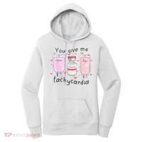 You Give Me Tachycardia Funny ICU Nurse Valentines Day Women's Hoodie thumb 0