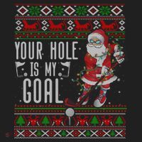 Your Hole Is My Goal Santa Playing Golf Ugly Christmas Gift Beanie thumb 2