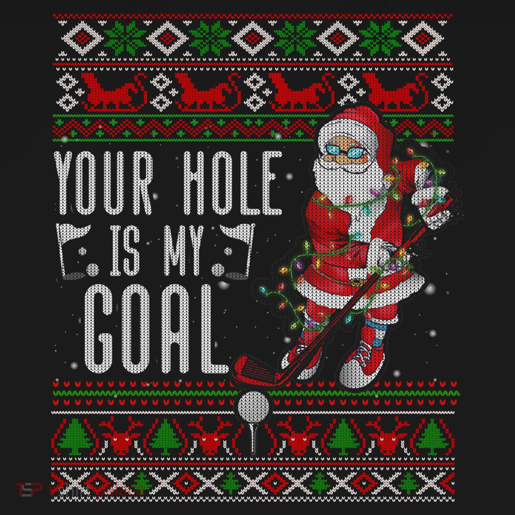 Your Hole Is My Goal Santa Playing Golf Ugly Christmas Gift Ornament