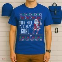 Your Hole Is My Goal Santa Playing Golf Ugly Christmas Gift T-Shirt thumb 6