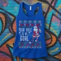 Your Hole Is My Goal Santa Playing Golf Ugly Christmas Gift Women's Tank Top thumb 3