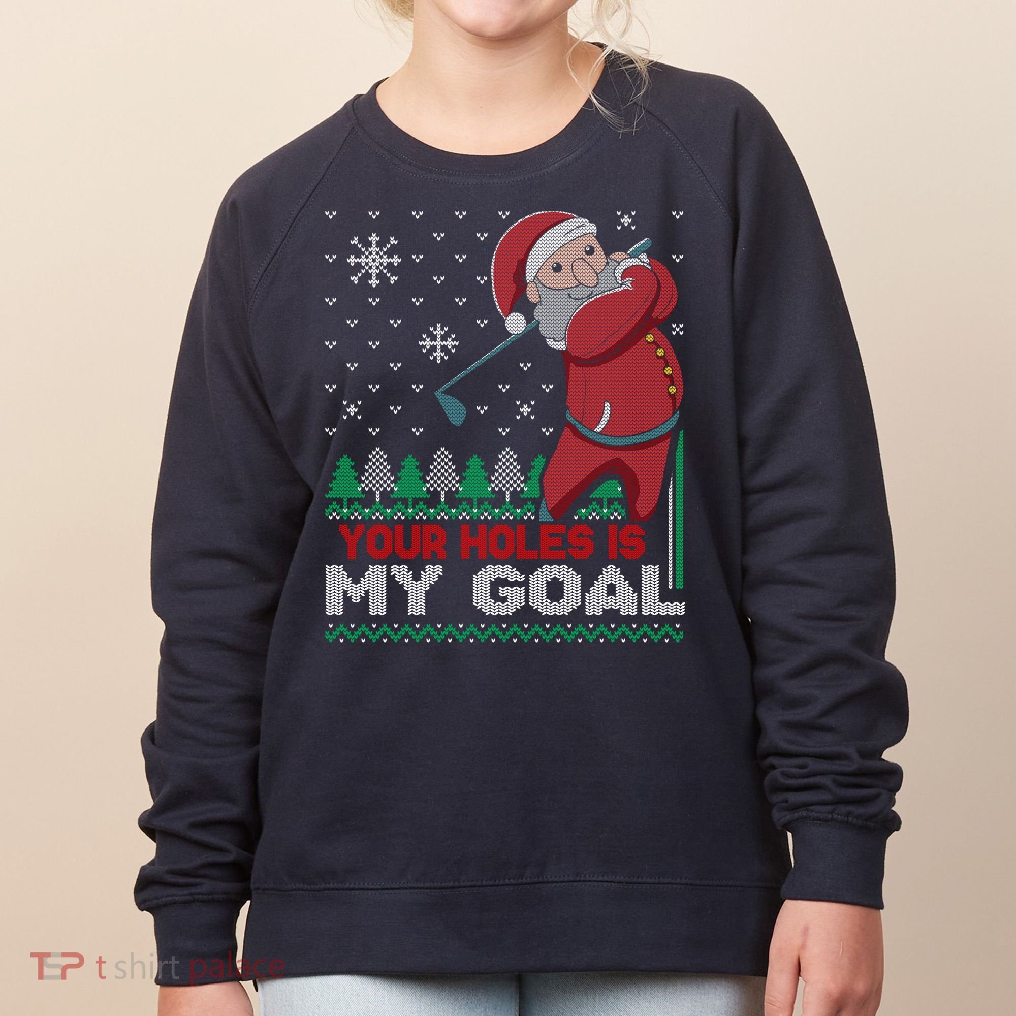 Your Hole Is My Goal Santa Claus Golf Women's Sweatshirt