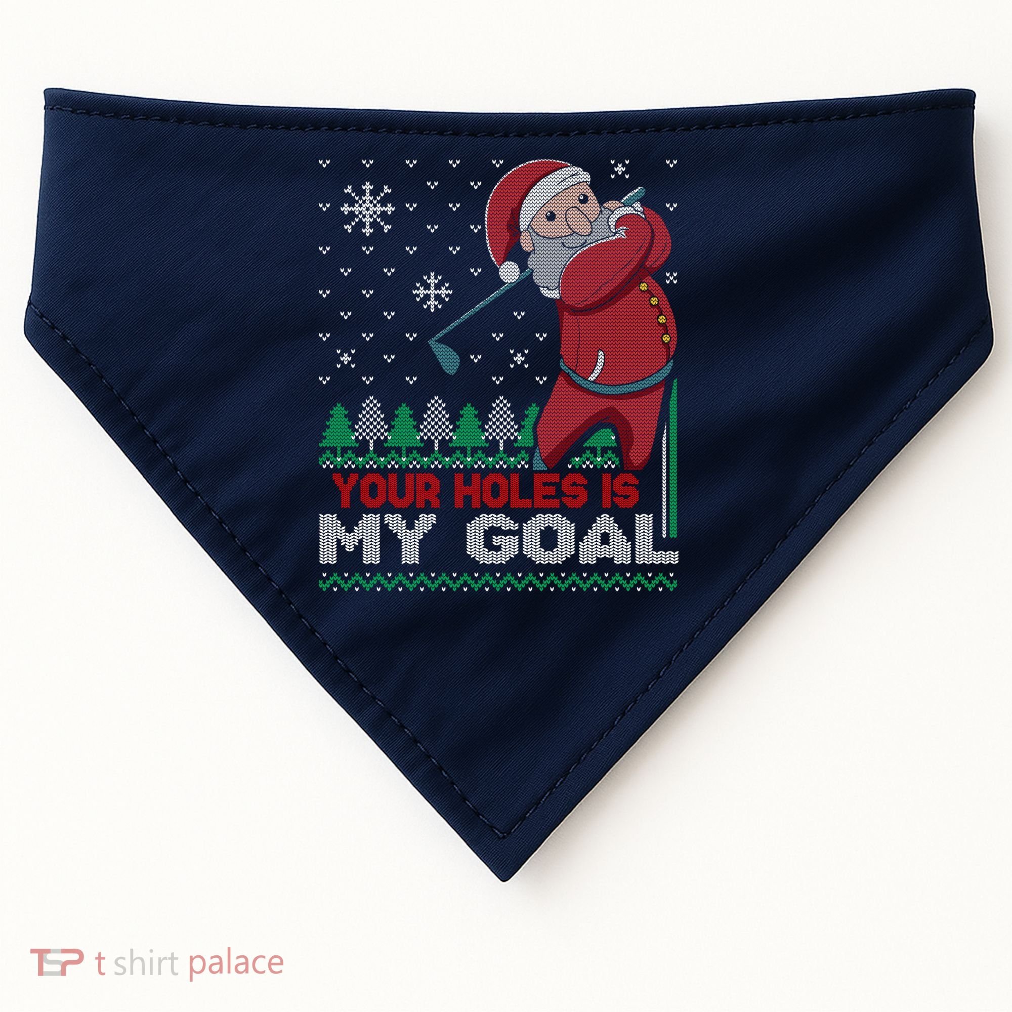 Your Hole Is My Goal Santa Claus Golf USA-Made Doggie Bandana