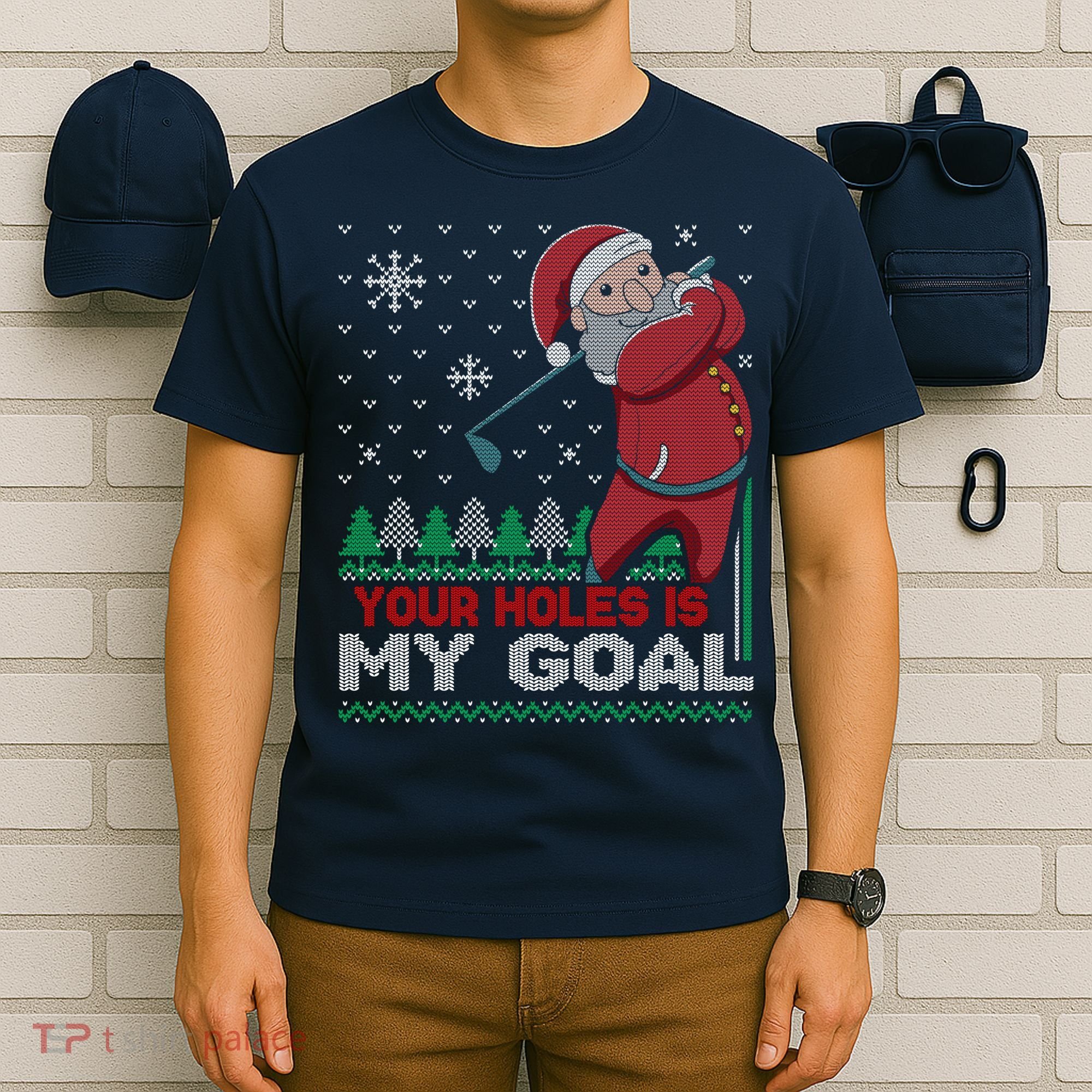 Your Hole Is My Goal Santa Claus Golf T-Shirt