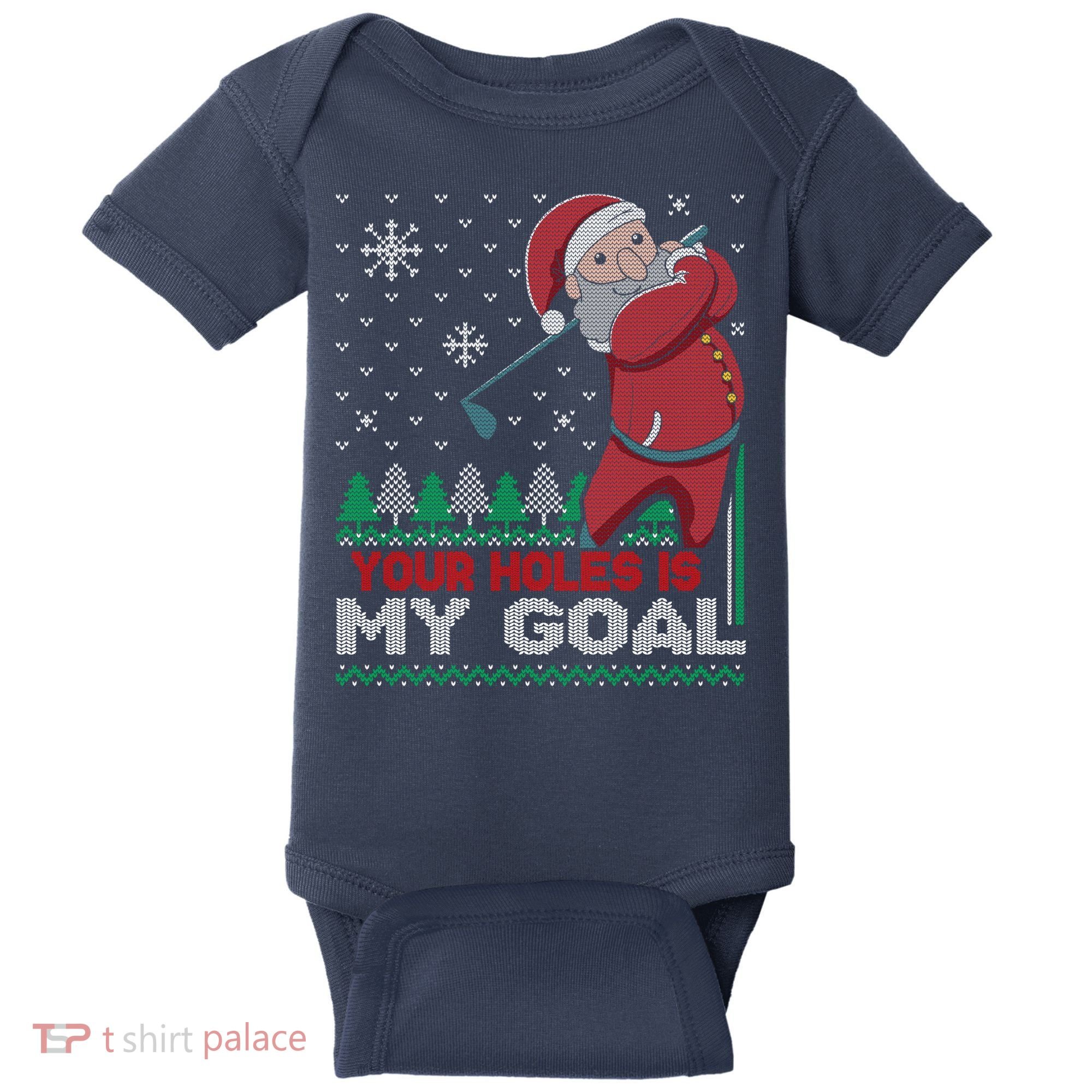 Your Hole Is My Goal Santa Claus Golf Baby Bodysuit