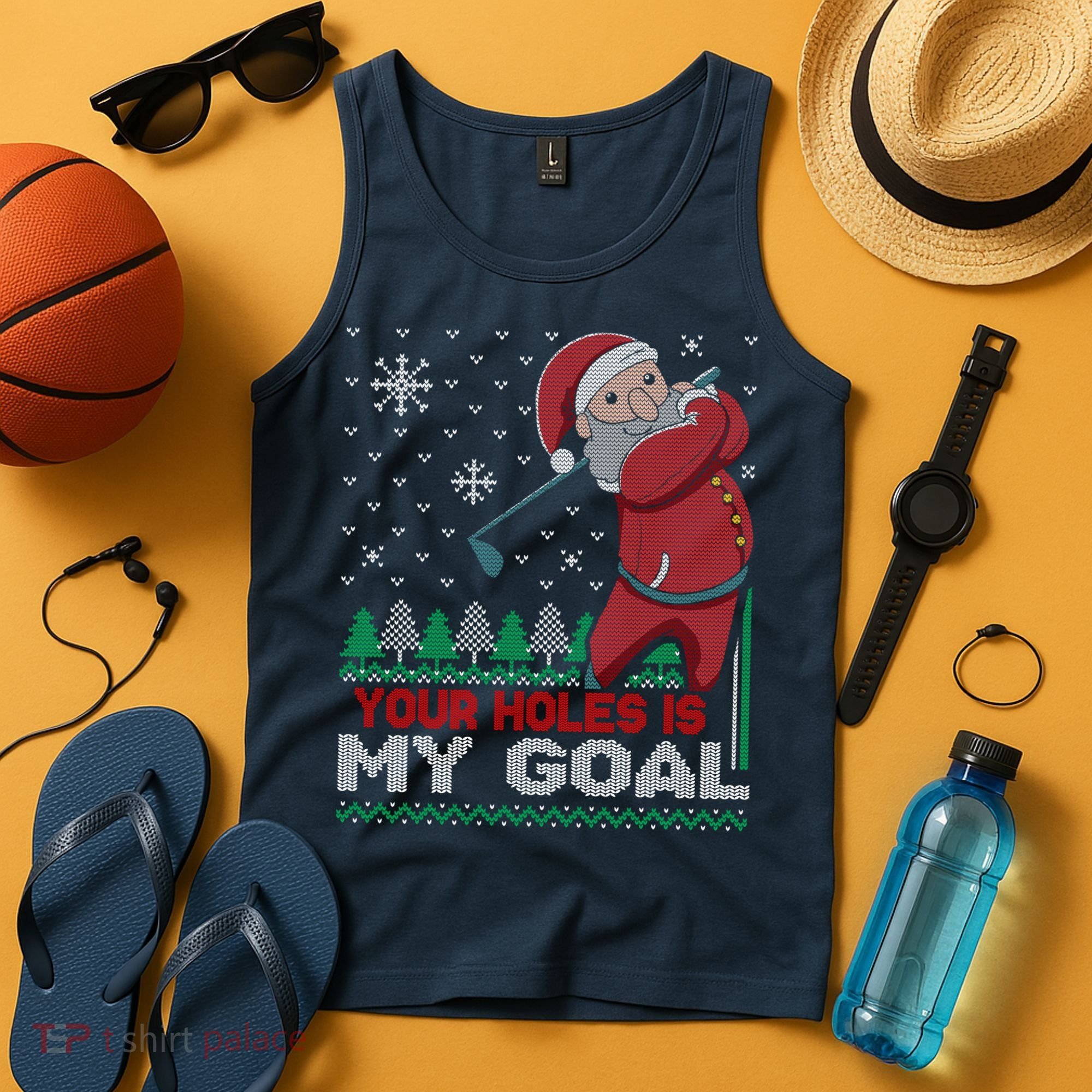 Your Hole Is My Goal Santa Claus Golf Tank Top