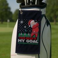 Your Hole Is My Goal Santa Claus Golf Golf Towel thumb 2