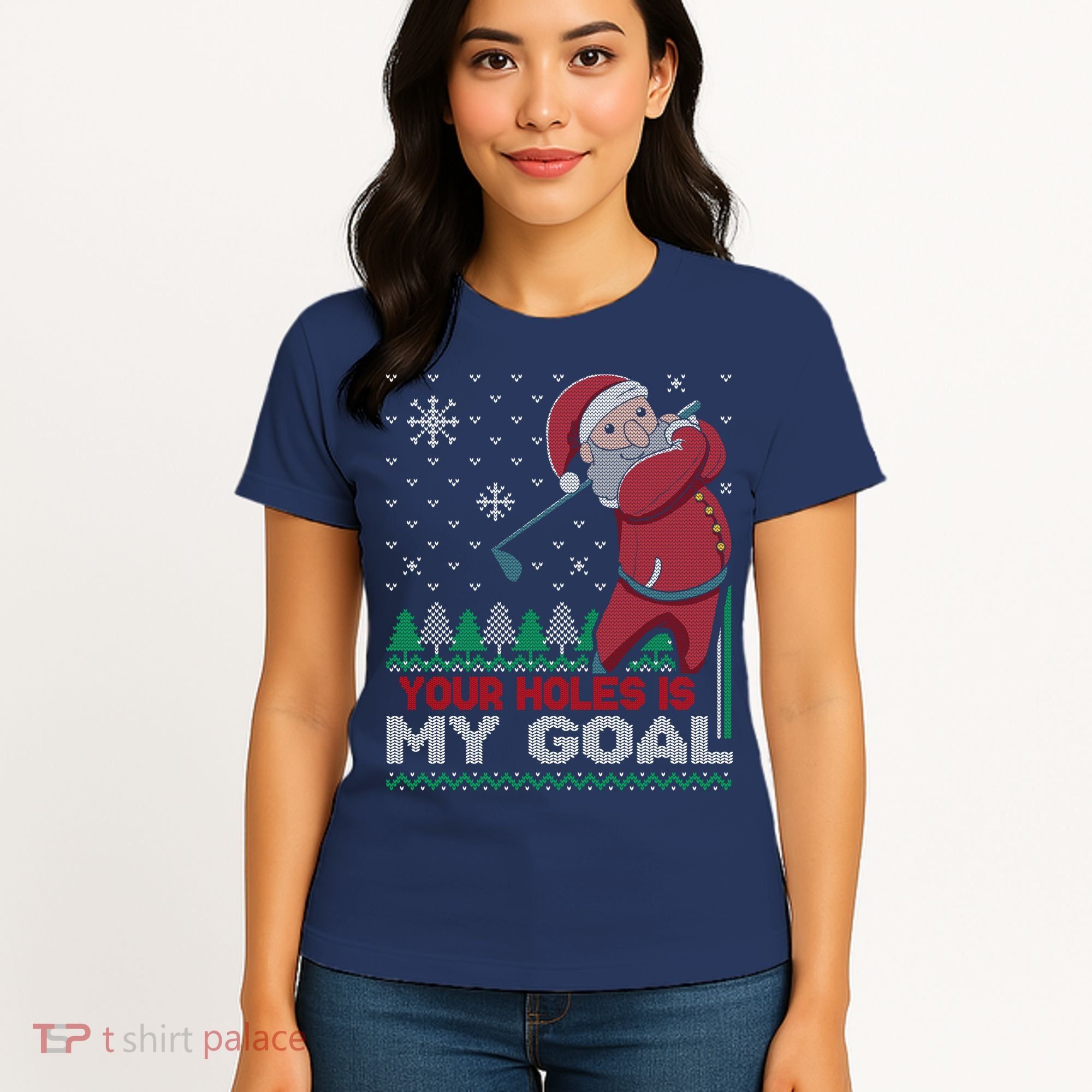 Your Hole Is My Goal Santa Claus Golf Women's T-Shirt