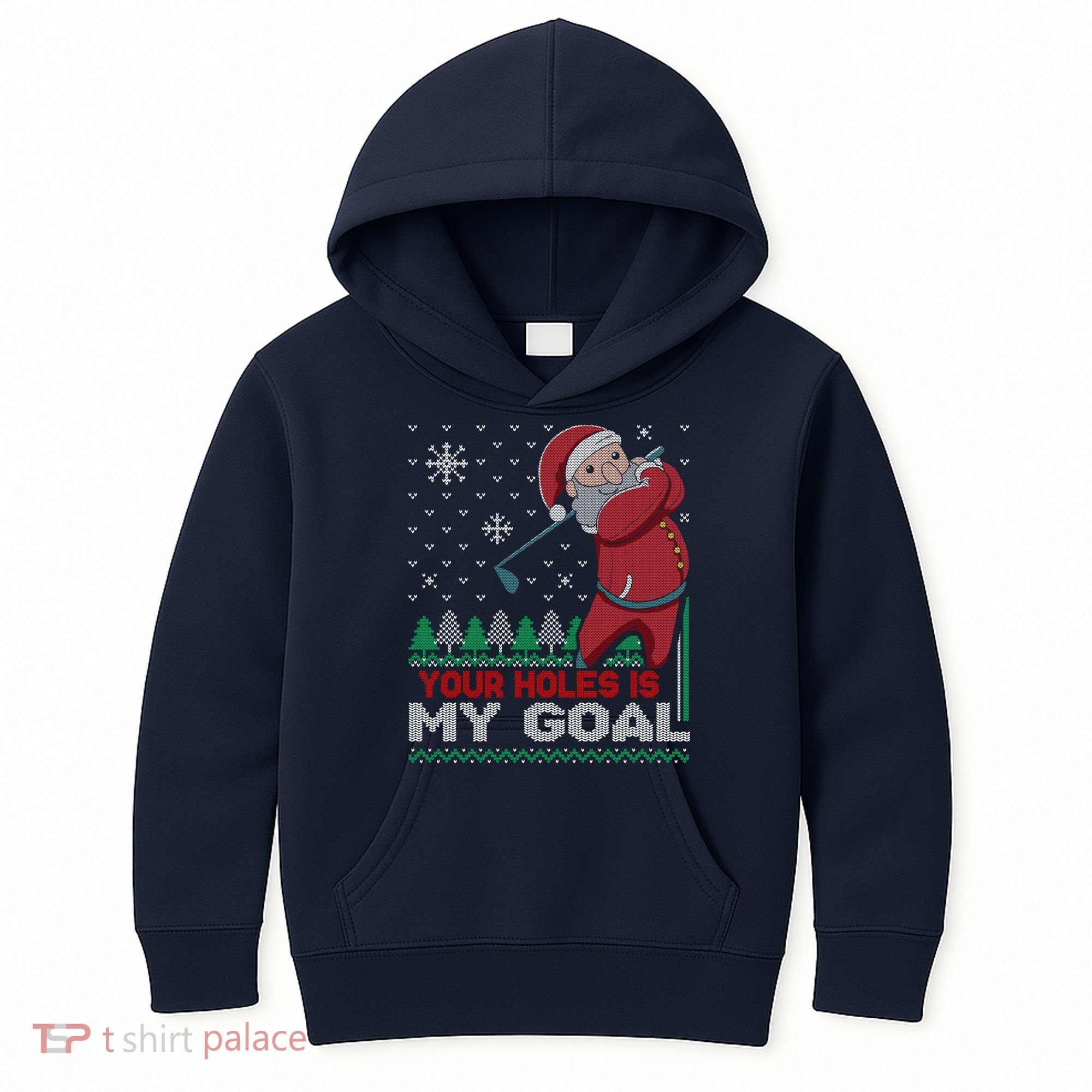 Your Hole Is My Goal Santa Claus Golf Kids Hoodie