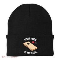 Your Hole Is My Goal Cornhole Team Bean Bag Lover Gift Beanie thumb 0