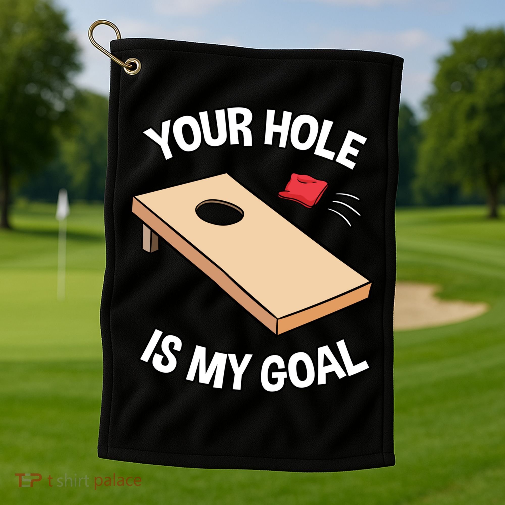Your Hole Is My Goal Cornhole Team Bean Bag Lover Gift Golf Towel