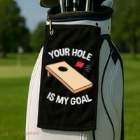 Your Hole Is My Goal Cornhole Team Bean Bag Lover Gift Golf Towel thumb 2