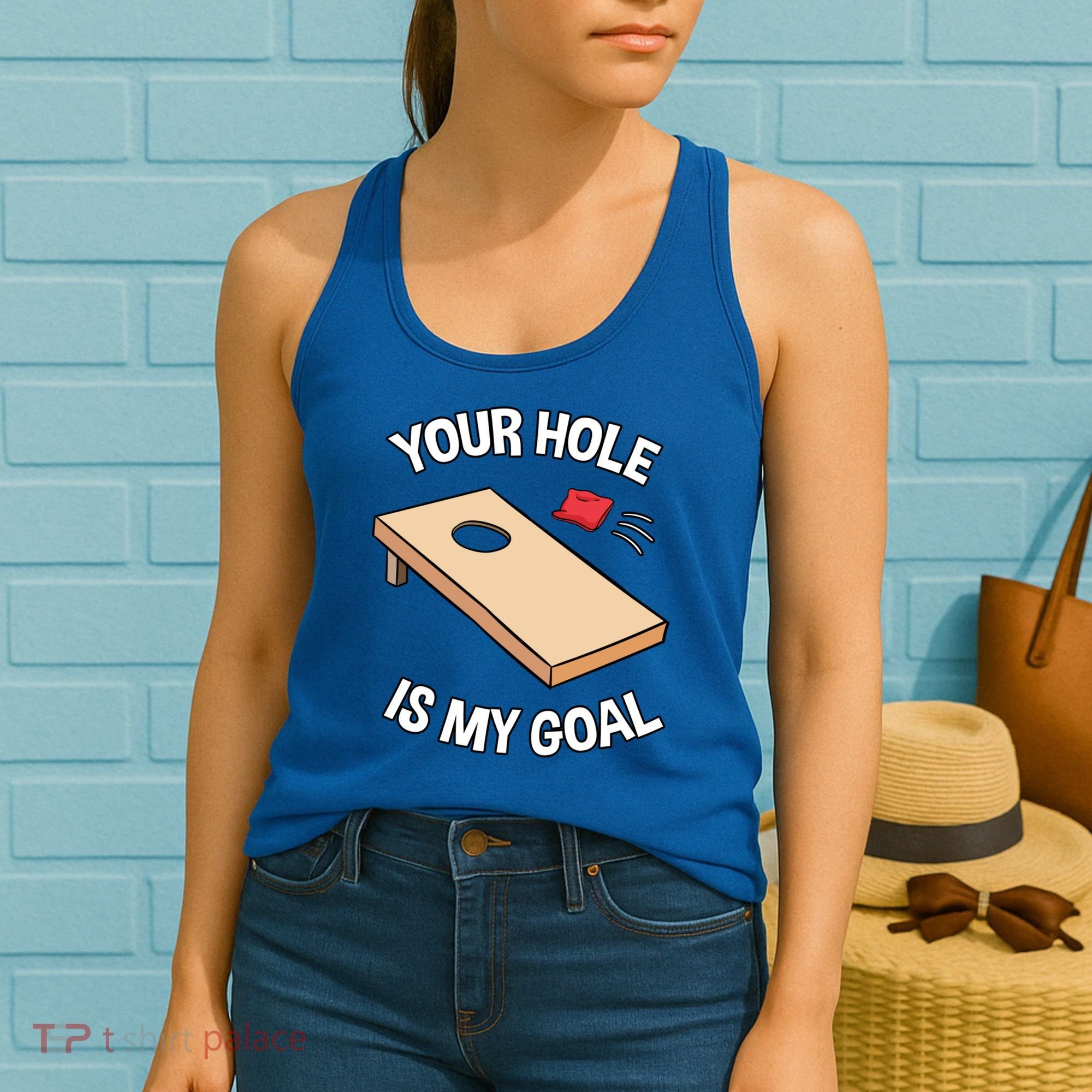 Your Hole Is My Goal Cornhole Team Bean Bag Lover Gift Women's Tank Top