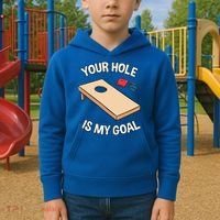 Your Hole Is My Goal Cornhole Team Bean Bag Lover Gift Kids Hoodie thumb 2