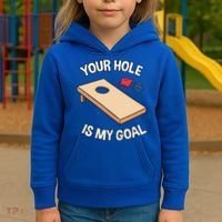 Your Hole Is My Goal Cornhole Team Bean Bag Lover Gift Kids Hoodie thumb 3