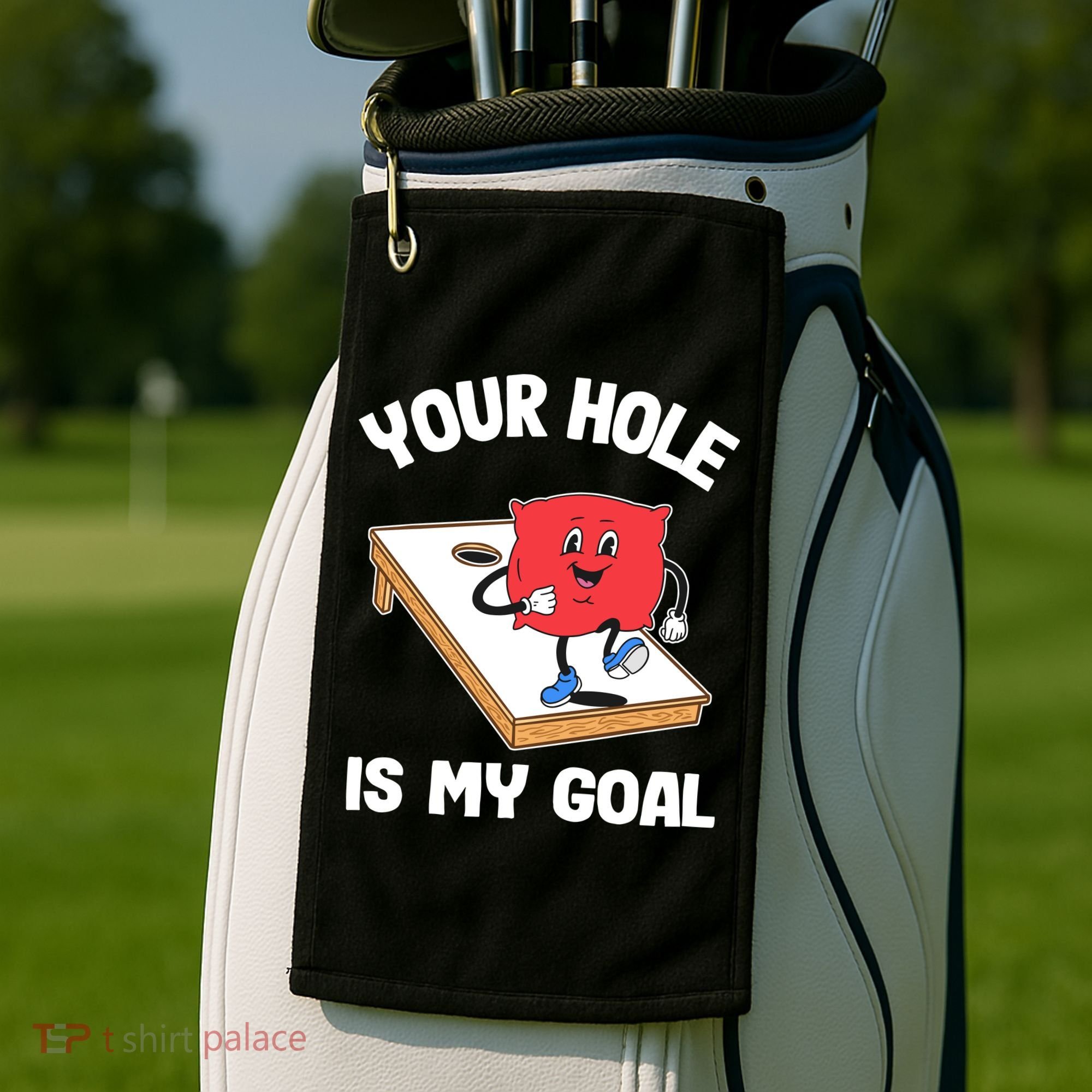 Your Hole Is My Goal Corn Hole Bean Bag Sarcastic Cornhole Golf Towel