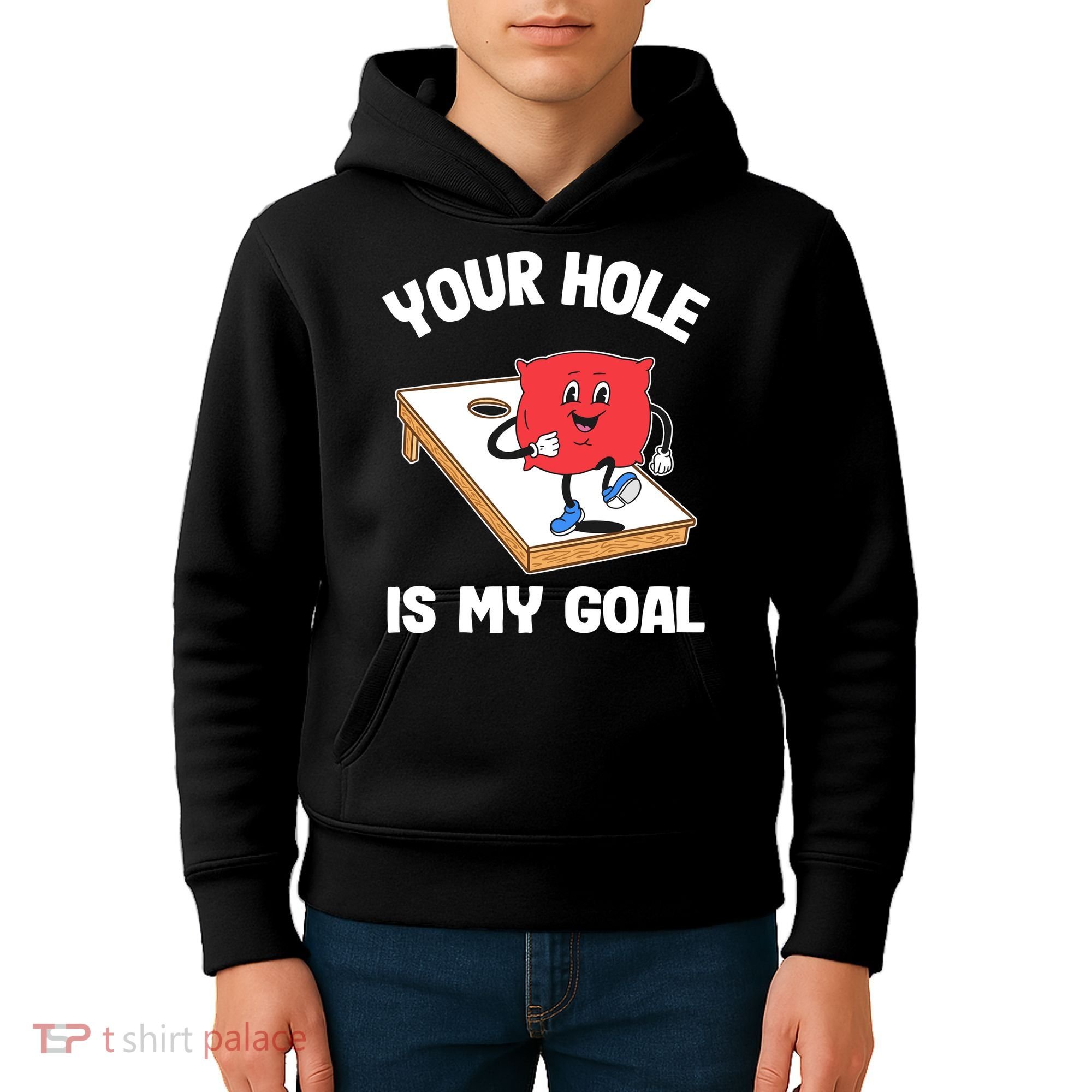 Your Hole Is My Goal Corn Hole Bean Bag Sarcastic Cornhole Kids Hoodie