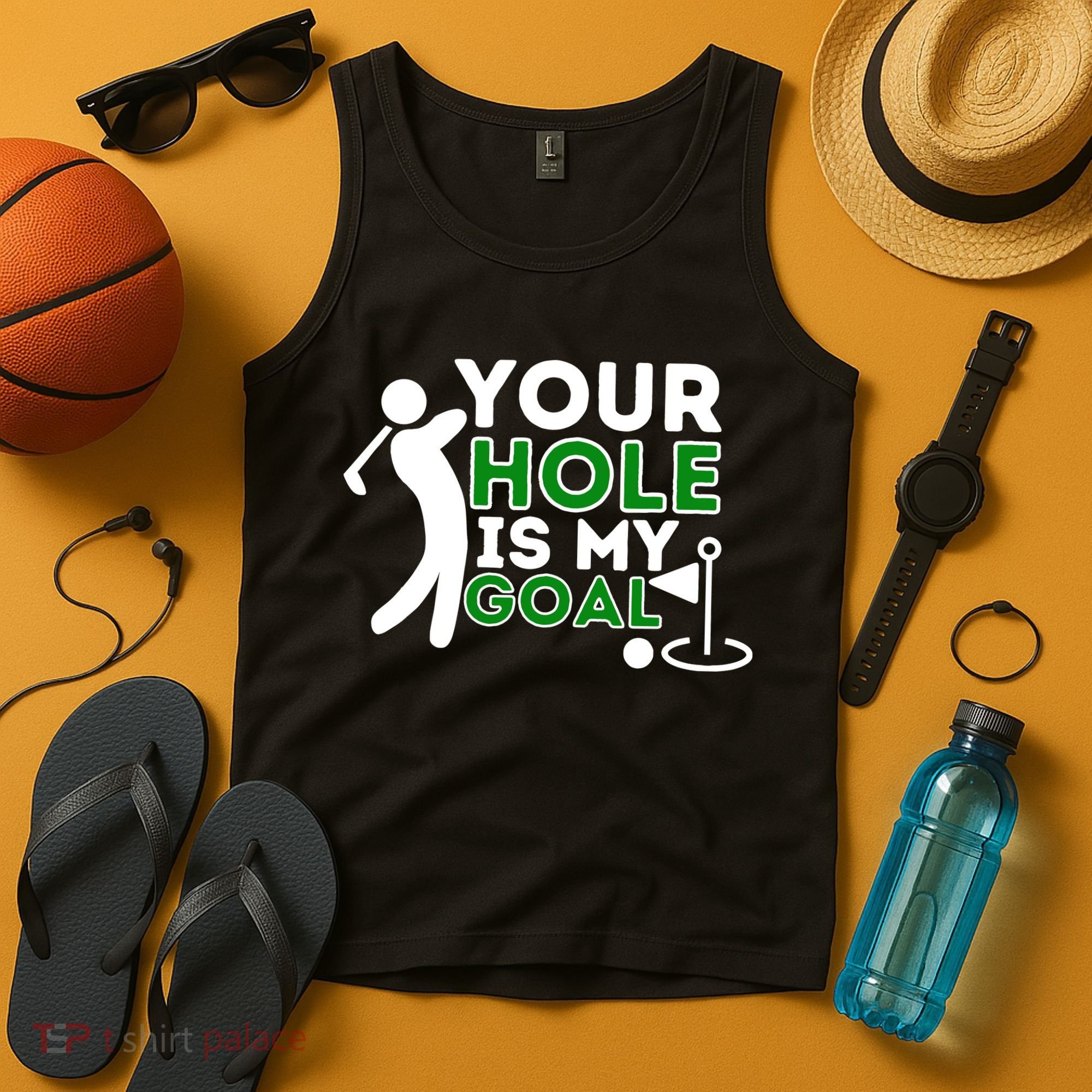 Your Hole Is My Goal Golf Player Golfing Humor Pun Tank Top