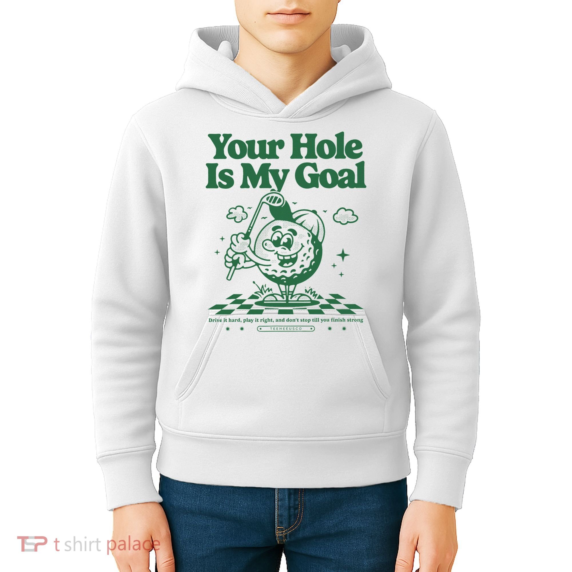 Your Hole Is My Goal Funny Golf Kids Hoodie