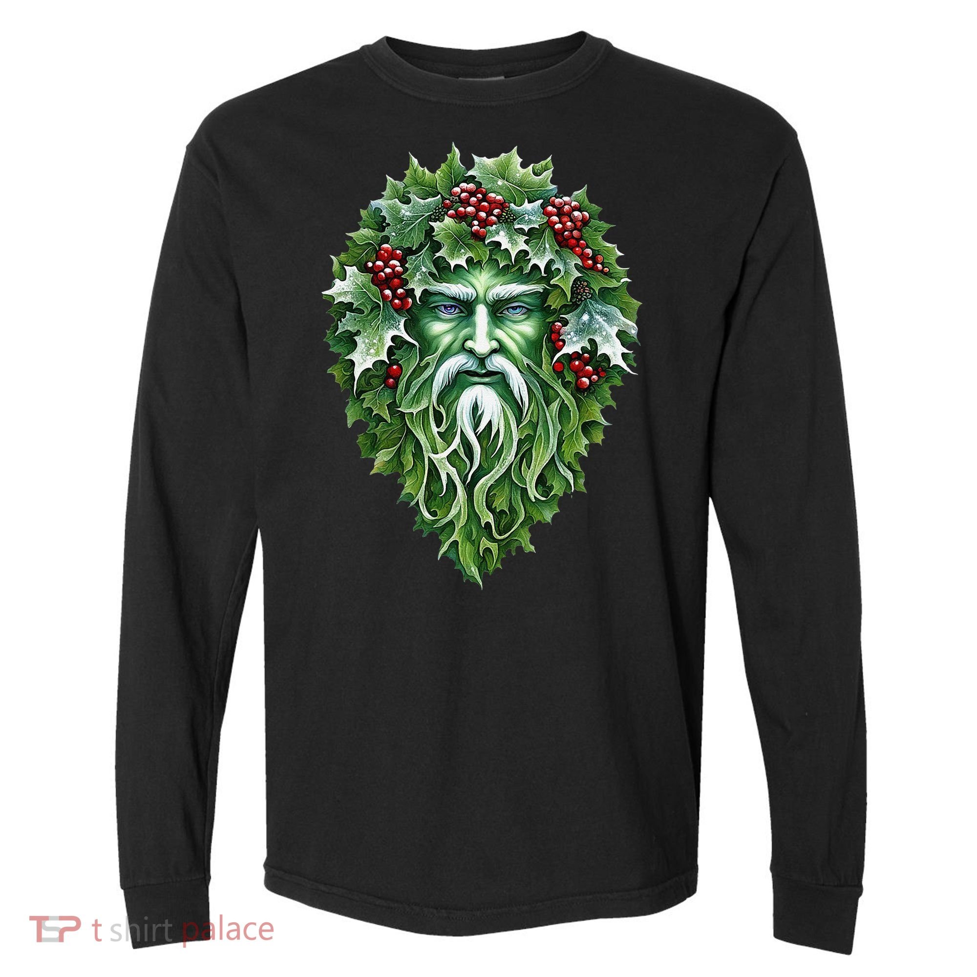Yule Holly King Green Comfort Colors Heavyweight Long Sleeve T-Shirt