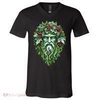 Yule Holly King Green V-Neck T-Shirt thumb 0