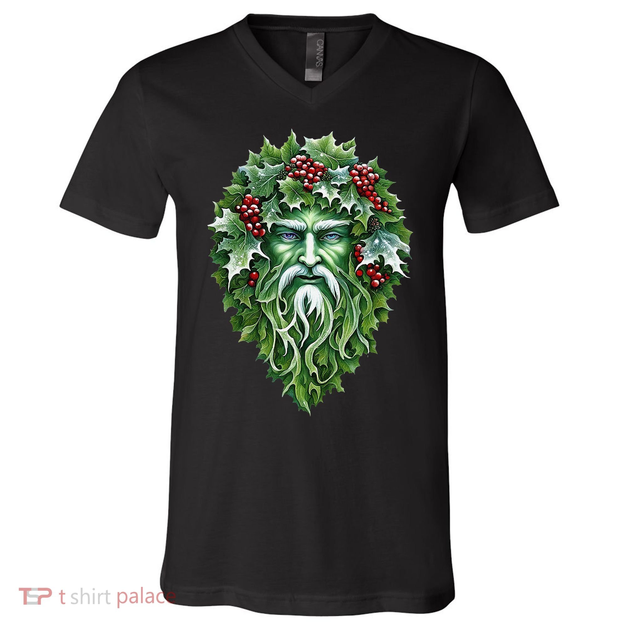 Yule Holly King Green V-Neck T-Shirt
