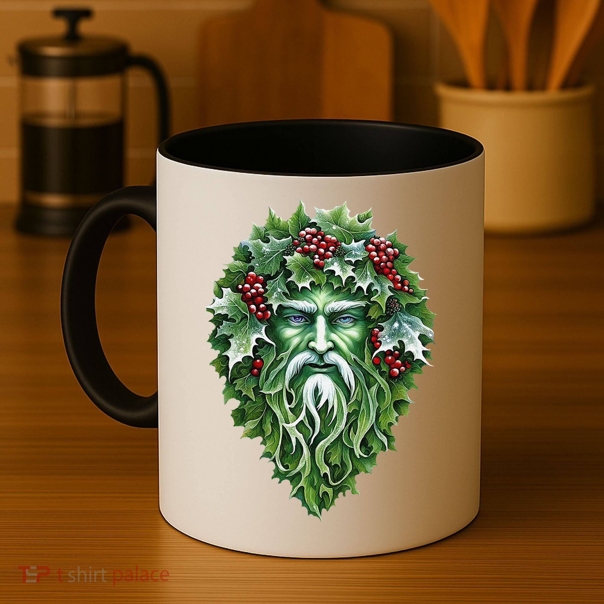 Yule Holly King Green Coffee Mug