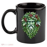 Yule Holly King Green 11oz C Handle Ceramic Mug thumb 2