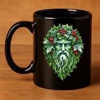 Yule Holly King Green 11oz C Handle Ceramic Mug thumb 4