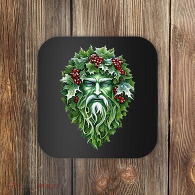 Yule Holly King Green Coaster