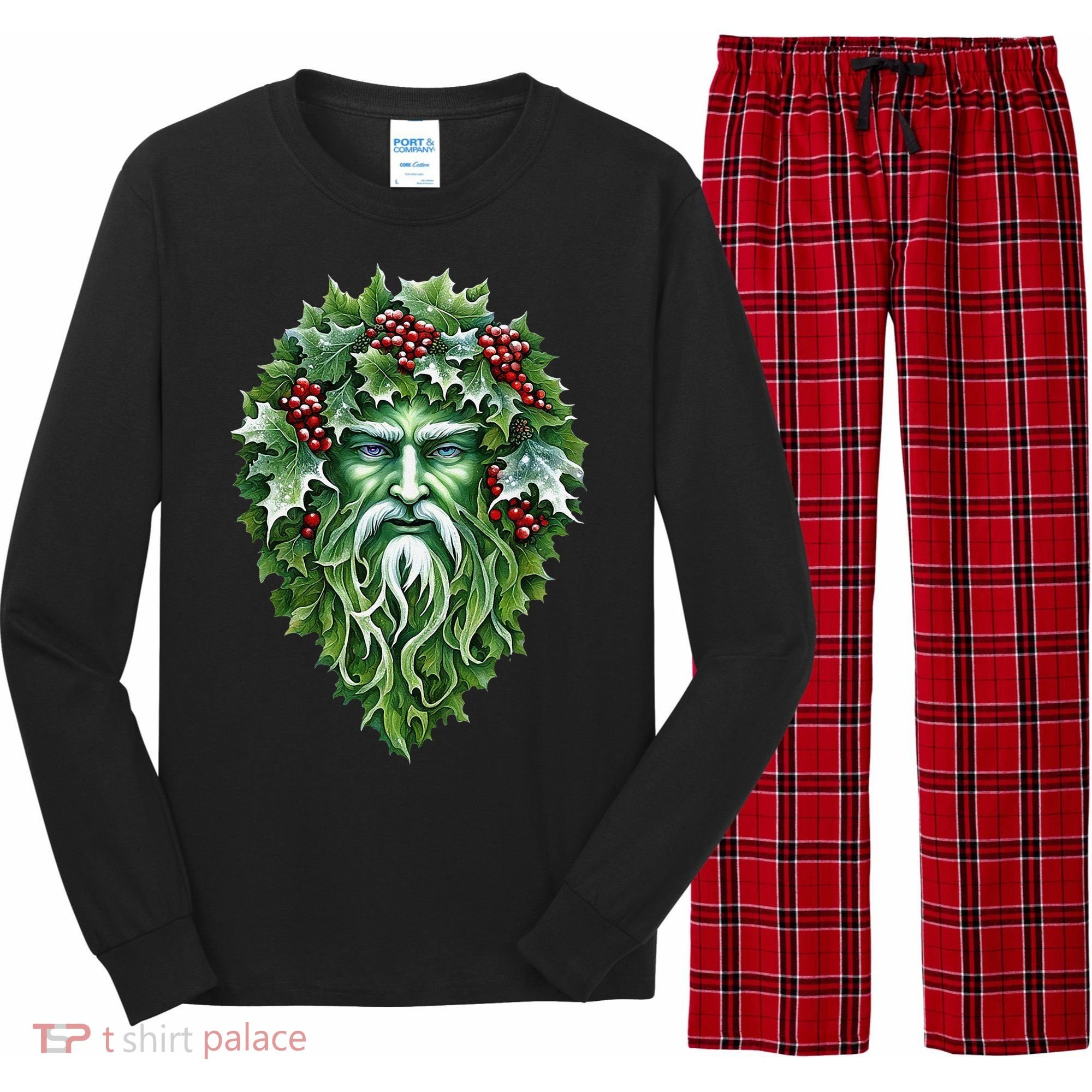 Yule Holly King Green Long Sleeve Pajama Set