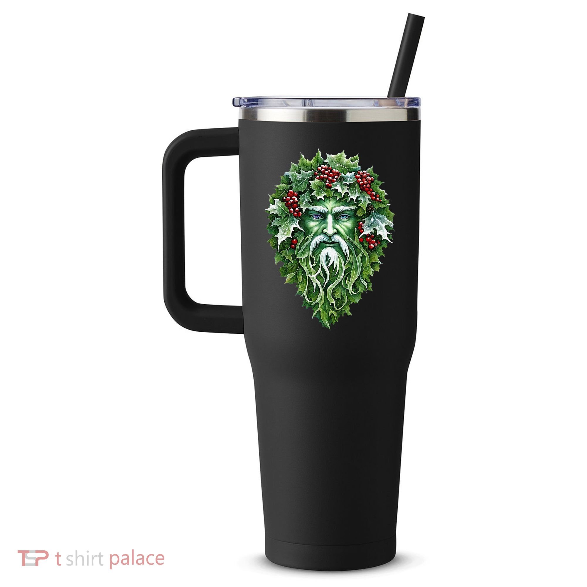 Yule Holly King Green 40oz Vacuum Insulated Stainless Steel Travel Tumbler