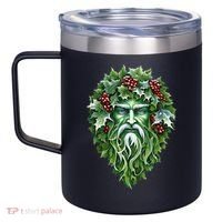 Yule Holly King Green 12oz Stainless Steel Coffee Mug thumb 2