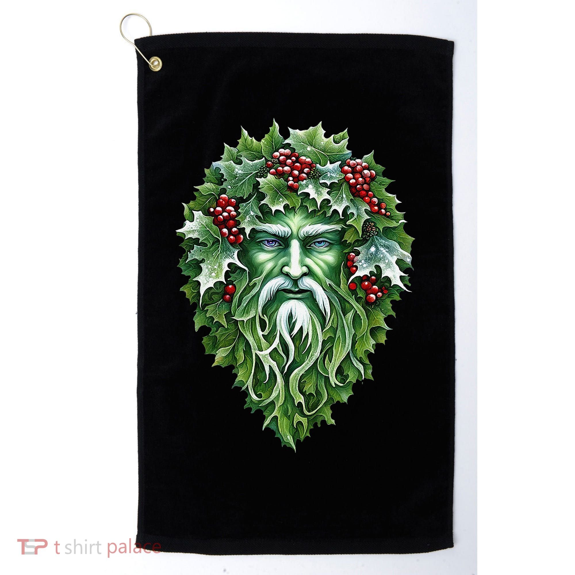 Yule Holly King Green Golf Towel