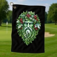 Yule Holly King Green Golf Towel thumb 1