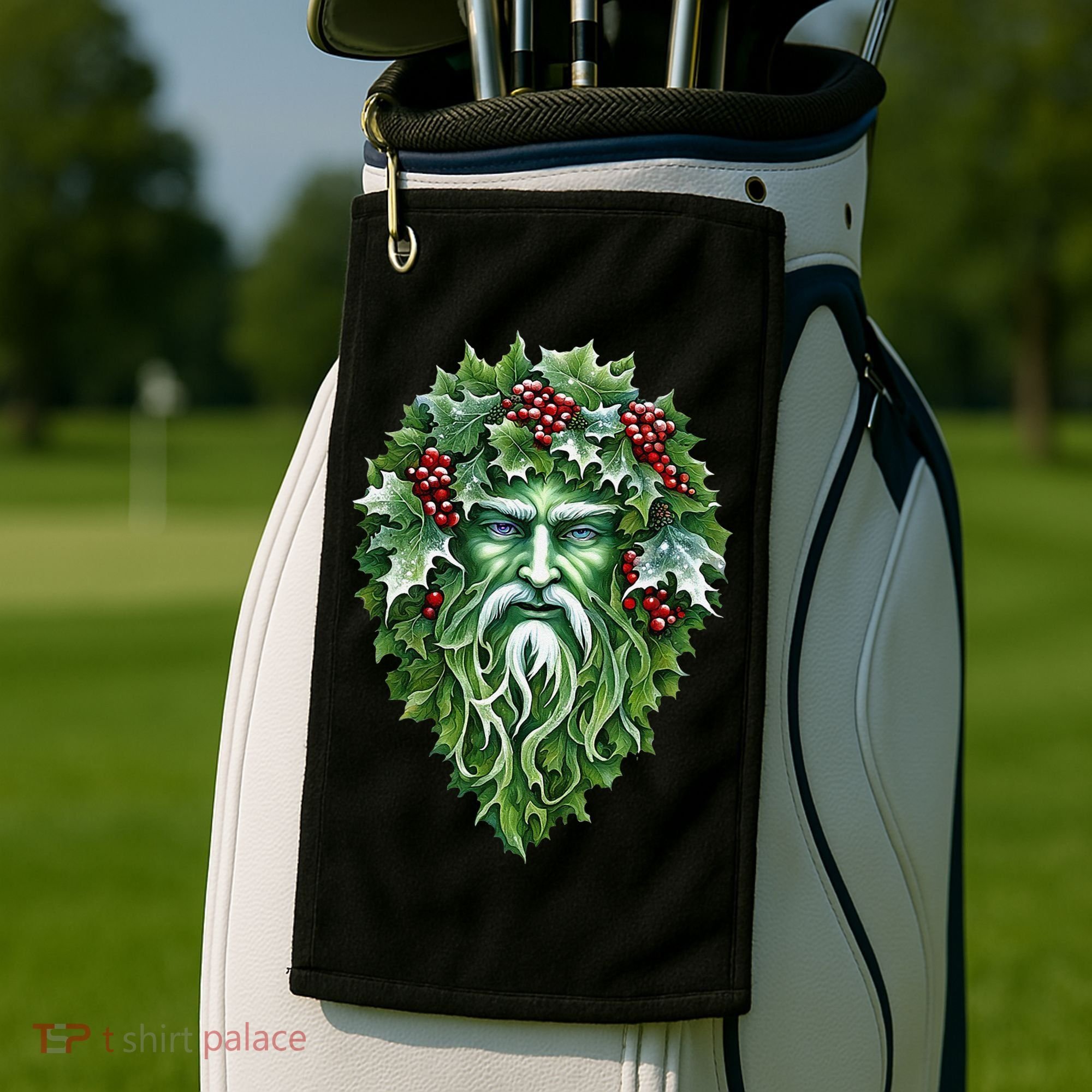 Yule Holly King Green Golf Towel