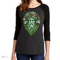 Yule Holly King Green Women's Tri-Blend 3/4-Sleeve Raglan Shirt thumb 2